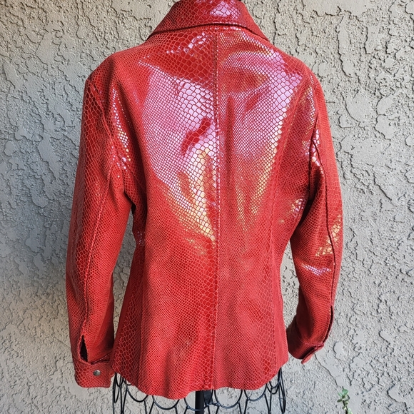 Red Italian Leather Jacket - Picture 4 of 7
